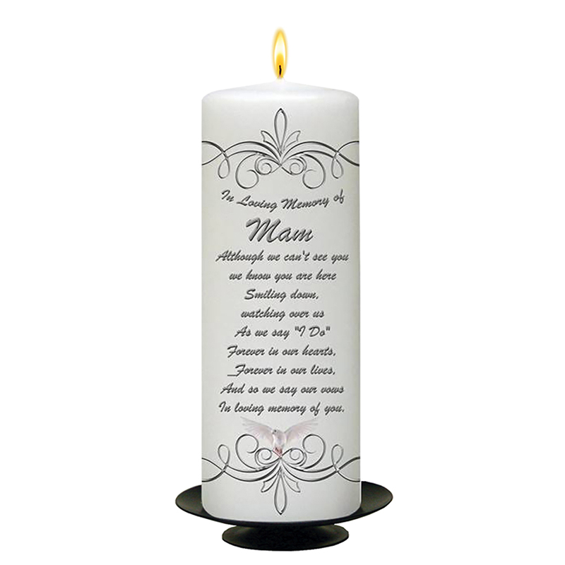 Personalised Wedding Remembrance Candle - Ornate Swirls & Silver Rings